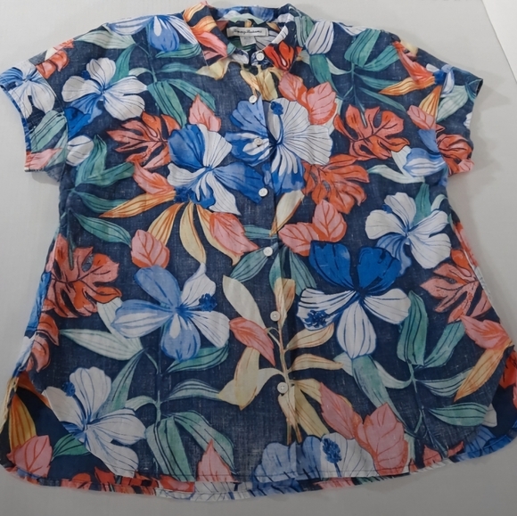Tommy Bahama Linen Floral Hawaiian Shirt WOMEN MEDIUM - Picture 8 of 11